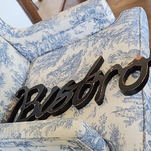 Bistro Wooden Sign Distress. Please See All the Photos. The paint Is Chipped